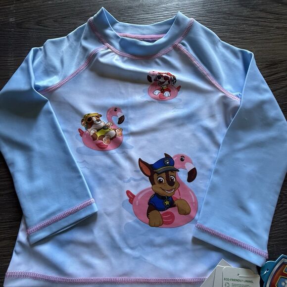 Boys Size 2T Paw Patrol 2-Piece Swim Set Swim Shirt & Swim Trunks Chase NEW - Picture 4 of 5